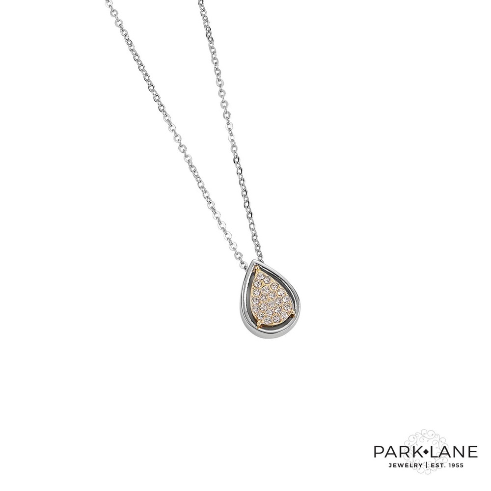 Park Lane Evie Silver Necklace with Gold Teardrop Pendant | New